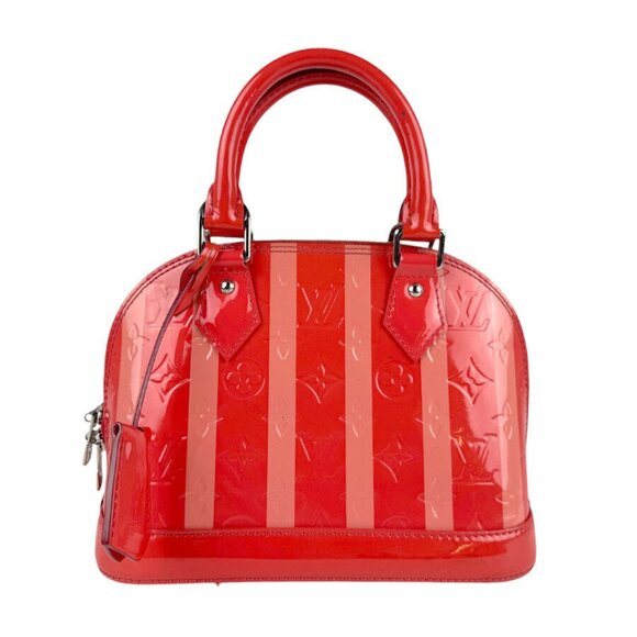 Auth LOUIS VUITTON Vernis Rayur Alma BB Handbag Shoulder Bag Poppy petal - z4115